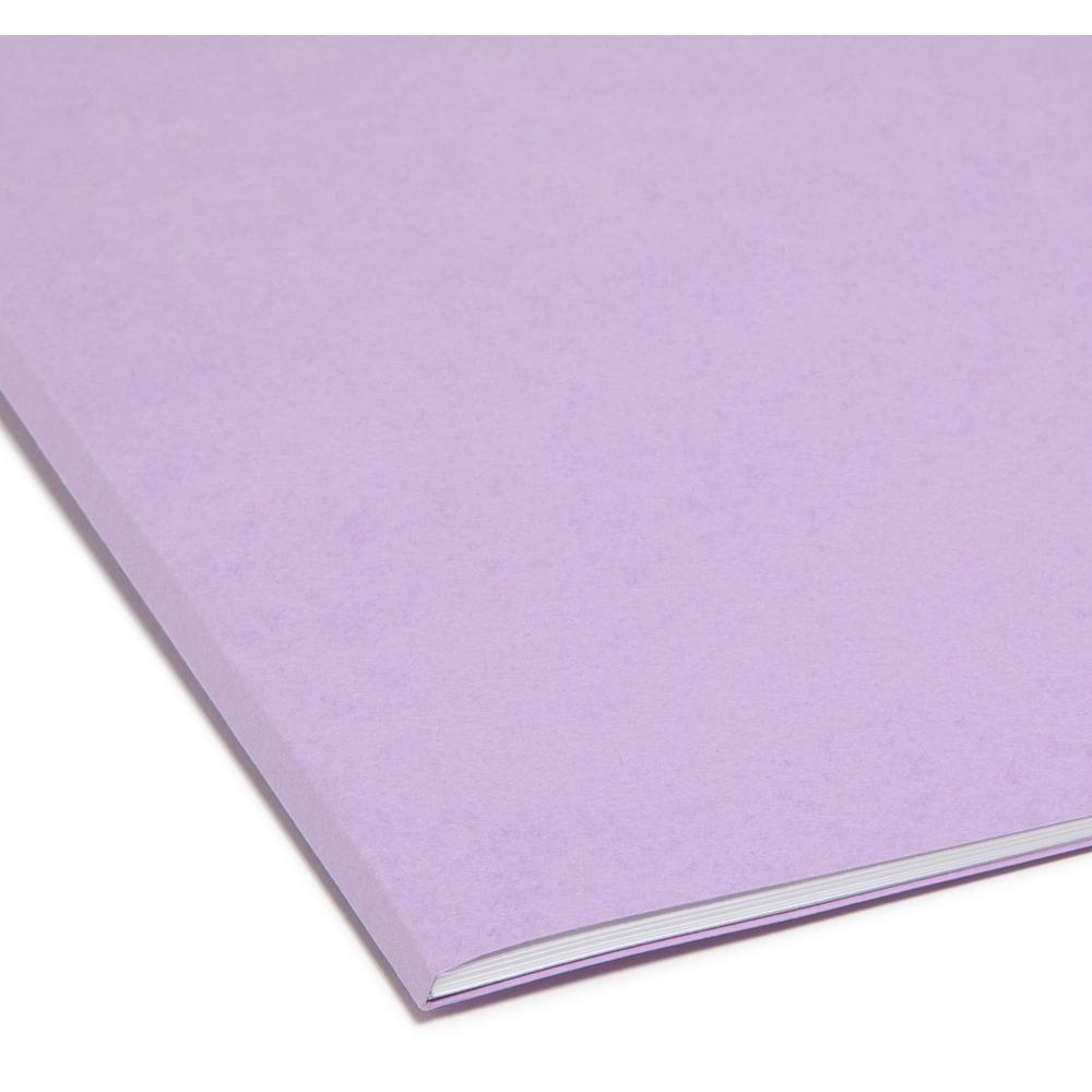 Smead Colored 1/3 Tab Cut Legal Recycled Top Tab File Folder - 8 1/2" x 14" - 3/4" Expansion - Top Tab Location - Assorted Position Tab Position - Lavender - 10% Recycled - 100 / Box. Picture 5