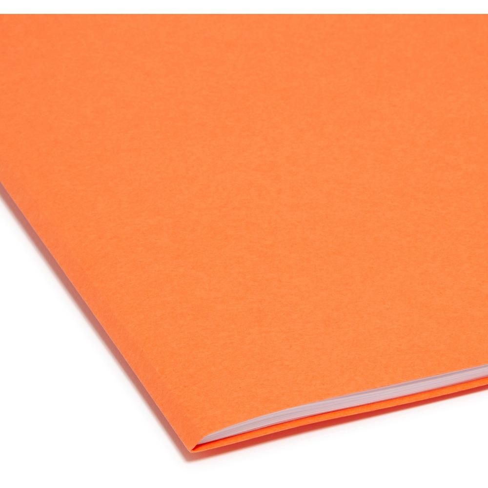 Smead Colored 1/3 Tab Cut Legal Recycled Top Tab File Folder - 8 1/2" x 14" - 3/4" Expansion - Top Tab Location - Assorted Position Tab Position - Orange - 10% Recycled - 100 / Box. Picture 5