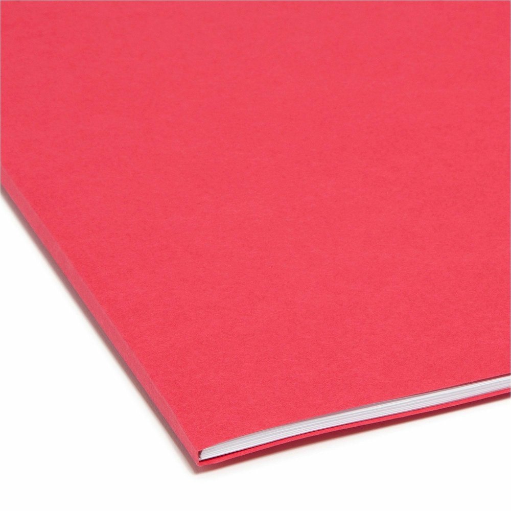 Smead Colored 1/3 Tab Cut Legal Recycled Top Tab File Folder - 8 1/2" x 14" - 3/4" Expansion - Top Tab Location - Assorted Tab Position - 11 pt. - 2 Plys - Red - 10% Recycled - 100 / Box. Picture 8