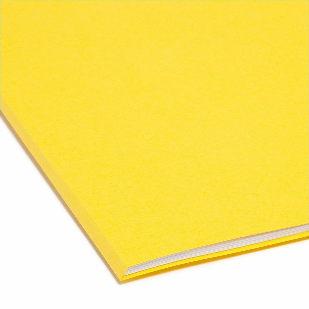 Smead Colored 1/3 Tab Cut Legal Recycled Top Tab File Folder - 8 1/2" x 14" - 3/4" Expansion - Top Tab Location - Assorted Tab Position - 11 pt. - 2 Plys - Yellow - 10% Recycled - 100 / Box. Picture 8
