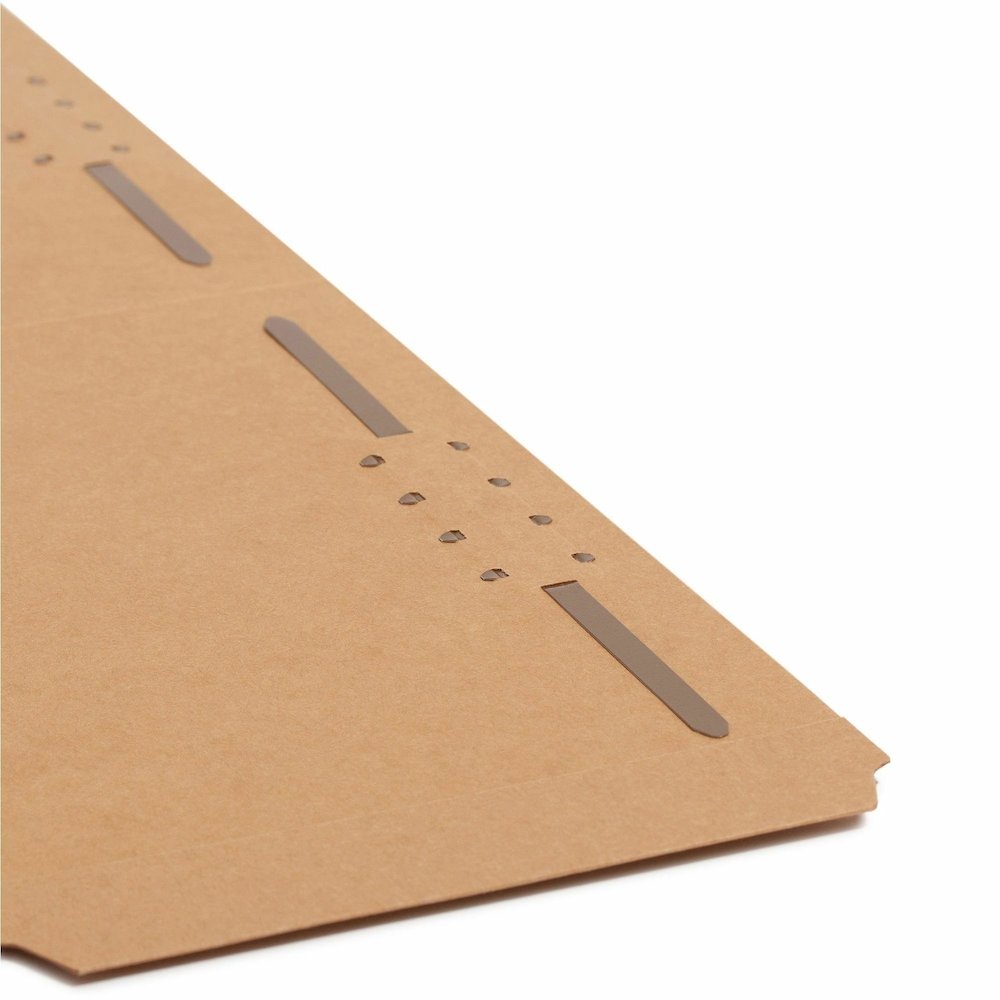 Smead 1/3 Tab Cut Legal Recycled Fastener Folder - 8 1/2" x 14" - 3/4" Expansion - 2 x 2K Fastener - 2" for Folder - Top Tab Location - Assorted Tab Position - 11 pt. - 2 Plys - Kraft - Reinforced Tab. Picture 8