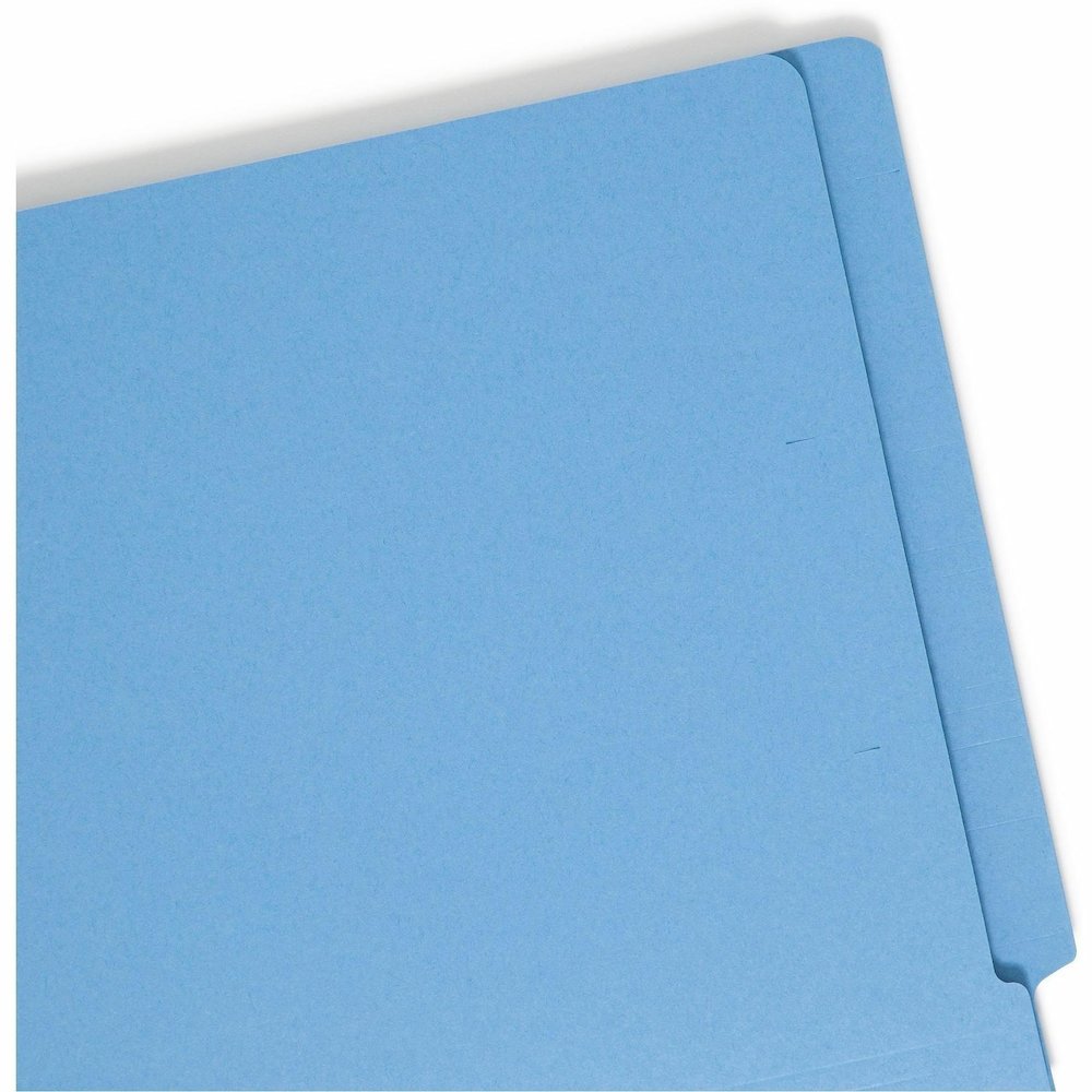 Smead Shelf-Master Straight Tab Cut Letter Recycled Fastener Folder - 8 1/2" x 11" - 3/4" Expansion - 2 x 2B Fastener - 2" for Folder - End Tab Location - 11 pt. - 2 Plys - Blue - 10% Recycled - 50 / . Picture 14