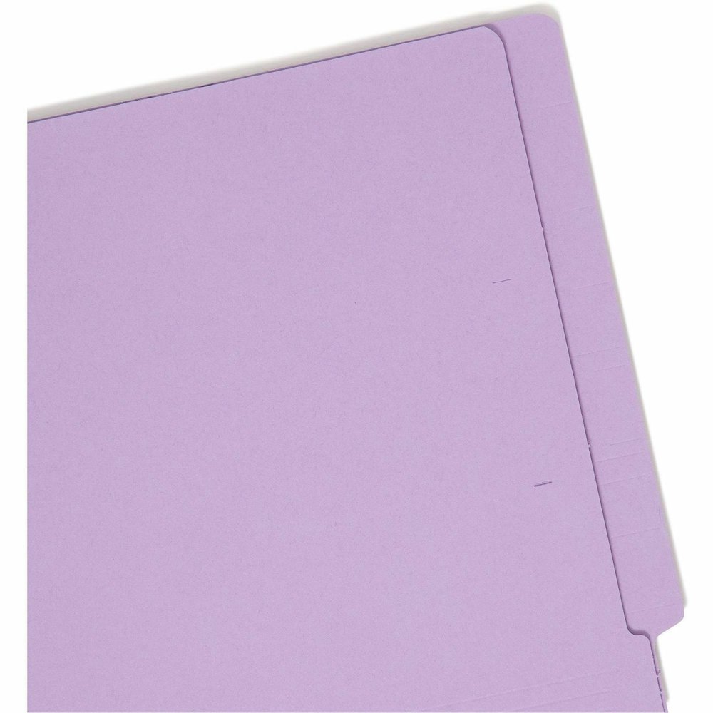 Smead Shelf-Master Straight Tab Cut Letter Recycled End Tab File Folder - 8 1/2" x 11" - 3/4" Expansion - 11 pt. - 2 Plys - Lavender - Heavy Duty, Reinforced Tab - 10% Recycled - 100 / Box. Picture 8