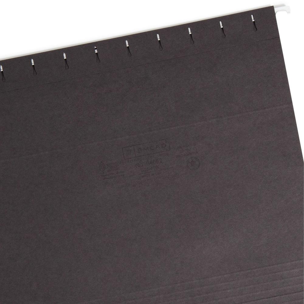 Smead Colored 1/5 Tab Cut Letter Recycled Hanging Folder - 8 1/2" x 11" - Top Tab Location - Assorted Tab Position - 11 pt. - Vinyl - Black - 10% Recycled - 25 / Box. Picture 7