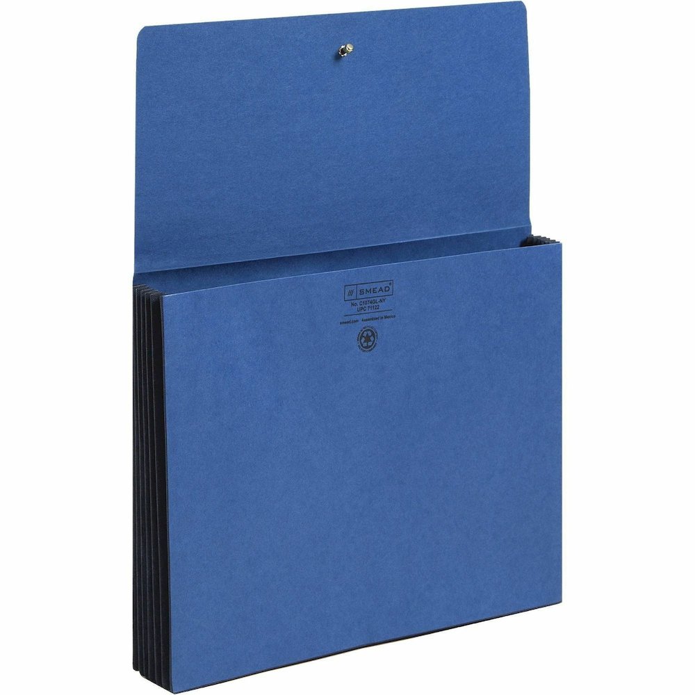 Smead Letter Recycled File Wallet - 8 1/2" x 11" - 5 1/4" Expansion - Navy - Elastic Closure, Reinforced Gusset, Tear Resistant - 10% Recycled - 1 Each. Picture 12