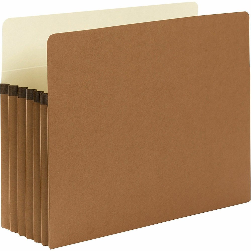 Smead Straight Tab Cut Letter Yes File Pocket - 8 1/2" x 11" - 5 1/4" Expansion - Top Tab Location - 12.5 pt. - Redrope - Tear Resistant, Rounded Corner, Reinforced Gusset - 30% Recycled - 10 / Box. Picture 7