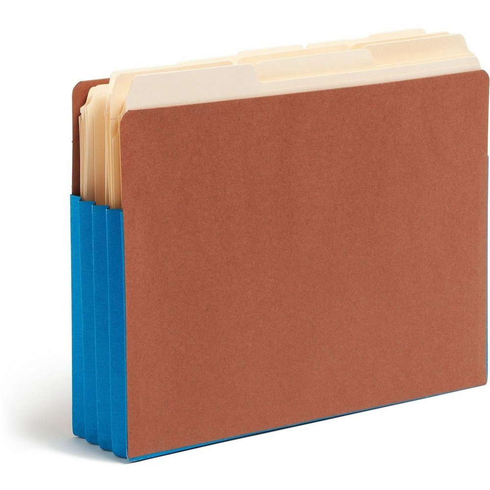 Smead Straight Tab Cut Letter Yes File Pocket - 8 1/2" x 11" - 3 1/2" Expansion - 1 Pocket - Top Tab Location - 12.5 pt. - 2 Plys - Blue - Tear Resistant - 30% Recycled - 10 / Box. Picture 10