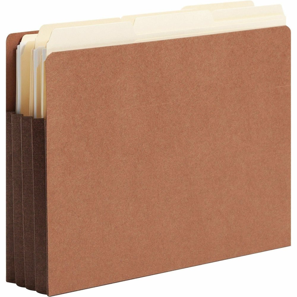 Smead Straight Tab Cut Letter Recycled File Pocket - 8 1/2" x 11" - 3 1/2" Expansion - 1 Pocket - Top Tab Location - 12.5 pt. - 2 Plys - Dark Brown - Tear Resistant - 30% Recycled - 10 / Box. Picture 7