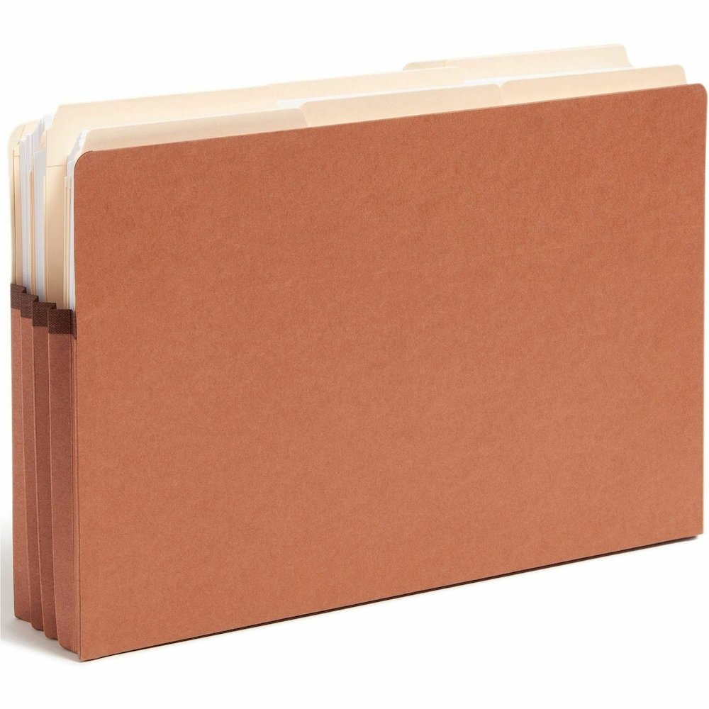 Smead 2/5 Tab Cut Legal Recycled File Pocket - 8 1/2" x 14" - 3 1/2" Expansion - Right Tab Position - 9 pt. - Redrope - Tear Resistant, Reinforced Gusset, Durable - 30% Recycled - 25 / Box. Picture 6