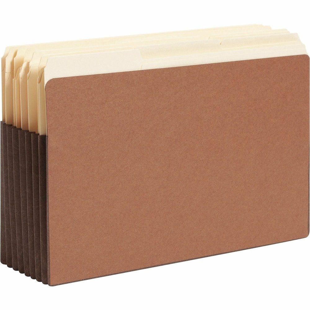 Smead TUFF Straight Tab Cut Legal Recycled File Pocket - 8 1/2" x 14" - 7" Expansion - 12.5 pt. - Redrope - Reinforced, Heavyweight Cover, Tear Resistant - 30% Recycled - 5 / Box. Picture 6
