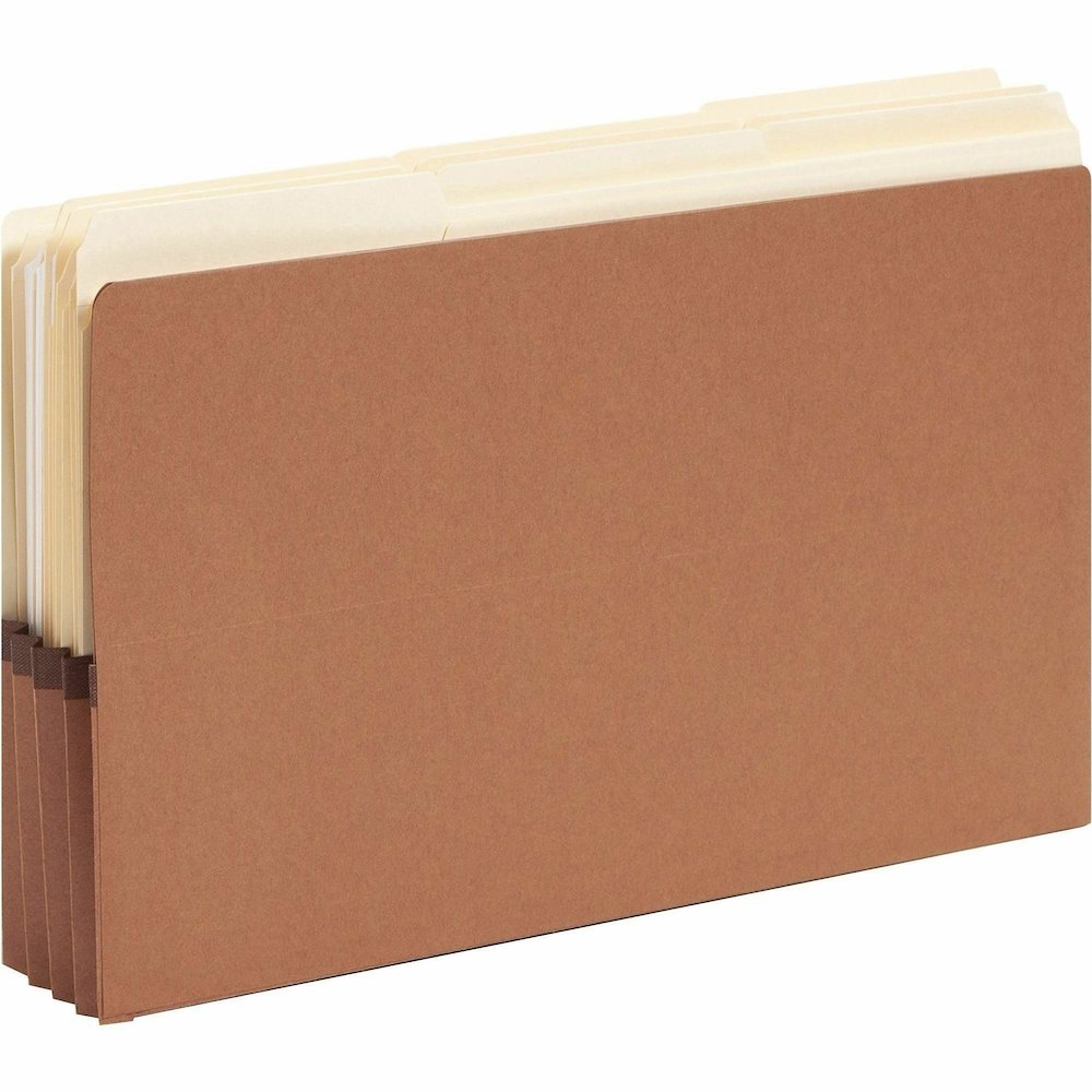 Smead Legal Recycled File Pocket - 8 1/2" x 14" - 3 1/2" Expansion - End Tab Location - Redrope - Reinforced - 30% Recycled - 10 / Box. Picture 6