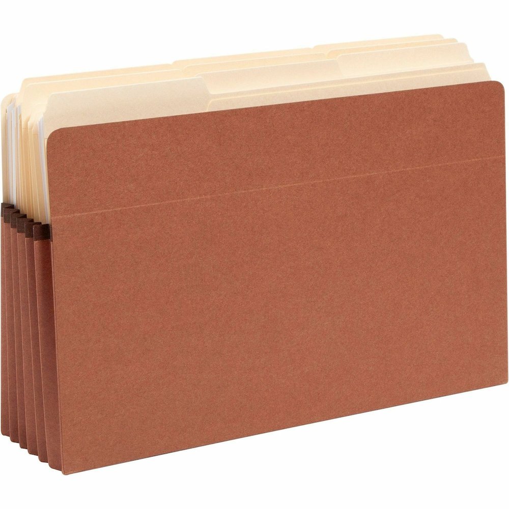 Smead Straight Tab Cut Legal Recycled File Pocket - 8 1/2" x 14" - 5 1/4" Expansion - 12.5 pt. - Redrope - Tear Proof, Reinforced Gusset, Rounded Corner - 30% Recycled - 50 / Box. Picture 6