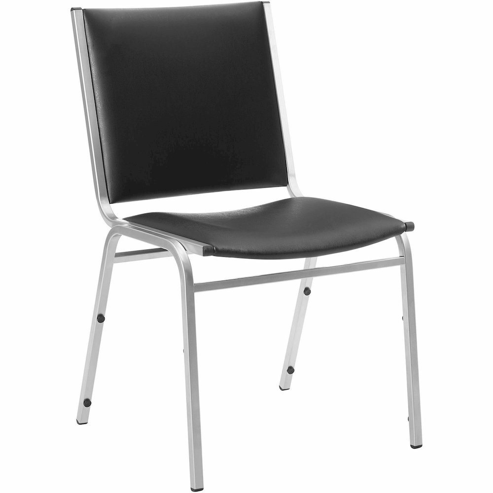 Lorell Stacking Chair Armless Black 4/box - Black Seat Color - Vinyl Seat Material - Vinyl Back Material - Steel Frame Material - Four-legged Base - Black - Steel, Vinyl - 4 / Carton. Picture 10