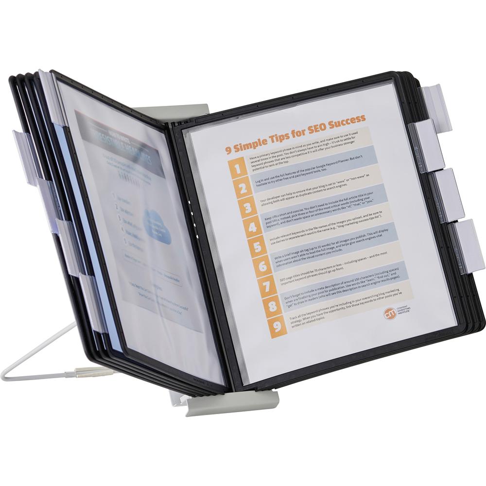 DURABLE&reg; INSTAVIEW&reg; Desktop Reference Display System - Desktop - 10 Double Sided Panels - Letter Size - Anti-Reflective/Non-Glare - Black. Picture 5
