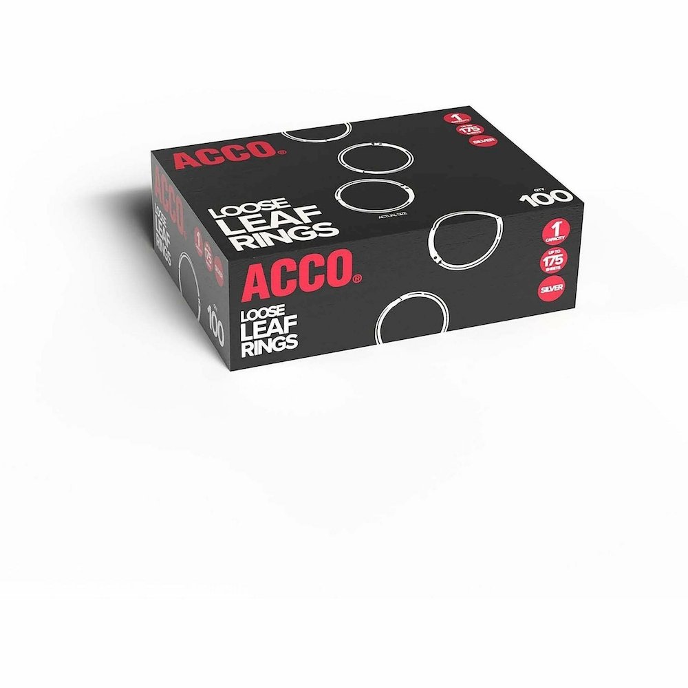 ACCO Loose-Leaf Rings - 1" Maximum Capacity - 175 x Sheet Capacity - Silver - Nickel - 100 / Box. Picture 10
