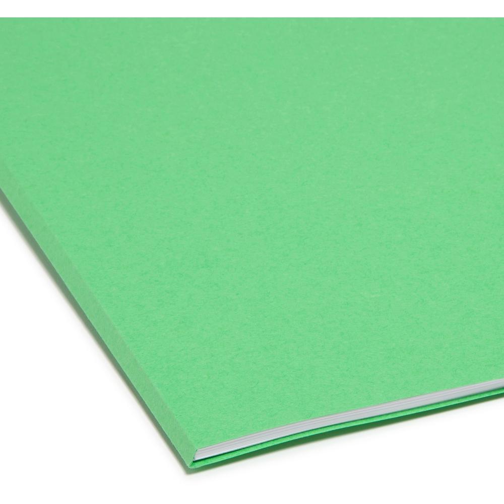 Smead Colored 1/3 Tab Cut Legal Recycled Top Tab File Folder - 8 1/2" x 14" - Top Tab Location - Assorted Tab Position - 11 pt. - 2 Plys - Green - 10% Recycled - 100 / Box. Picture 5