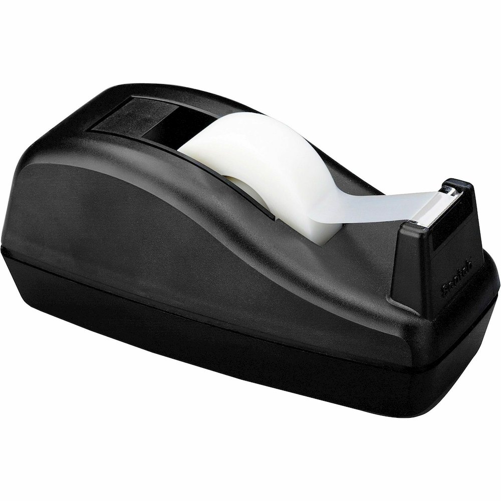 Scotch Deluxe Desk Dispenser - Holds Total 1 Tape(s) - 1" Core - Refillable - Non-skid Base - Plastic - Black - 1 Each. Picture 2