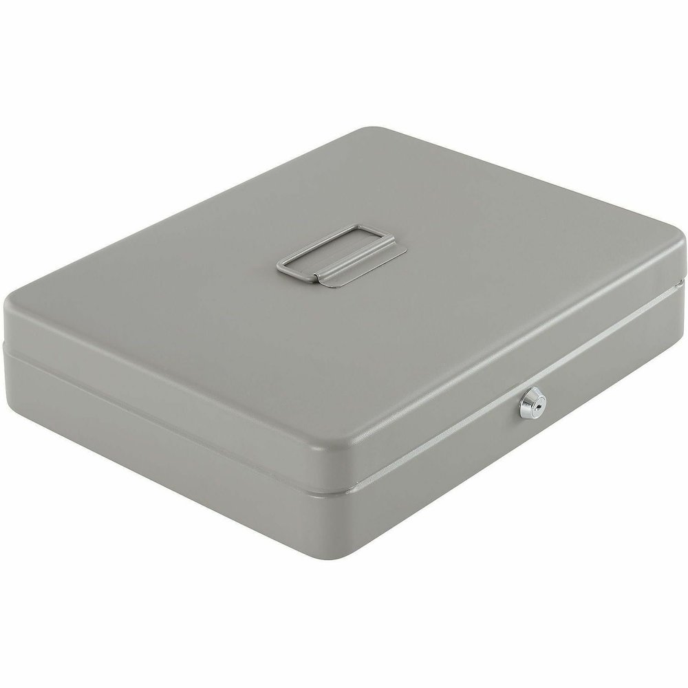 Sparco All-Steel Locking Cash Box with Tray - 5 Bill - 5 Coin - Steel - Gray - 2" Height x 10.5" Width x 15" Depth. Picture 8