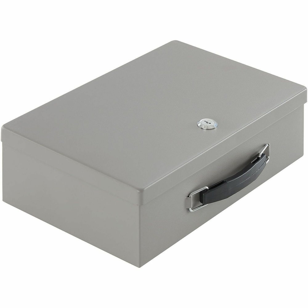 Sparco All-Steel Insulated Cash Box - Steel - Gray - 3.8" Height x 12.8" Width x 8.3" Depth. Picture 7