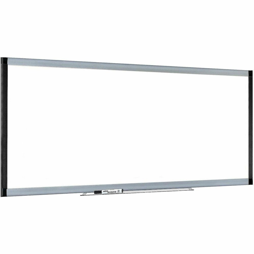 Lorell Signature Series Magnetic Dry-erase Markerboard - 96" (8 ft) Width x 48" (4 ft) Height - Coated Steel Surface - Silver, Ebony Frame - Magnetic - 1 Each. Picture 6