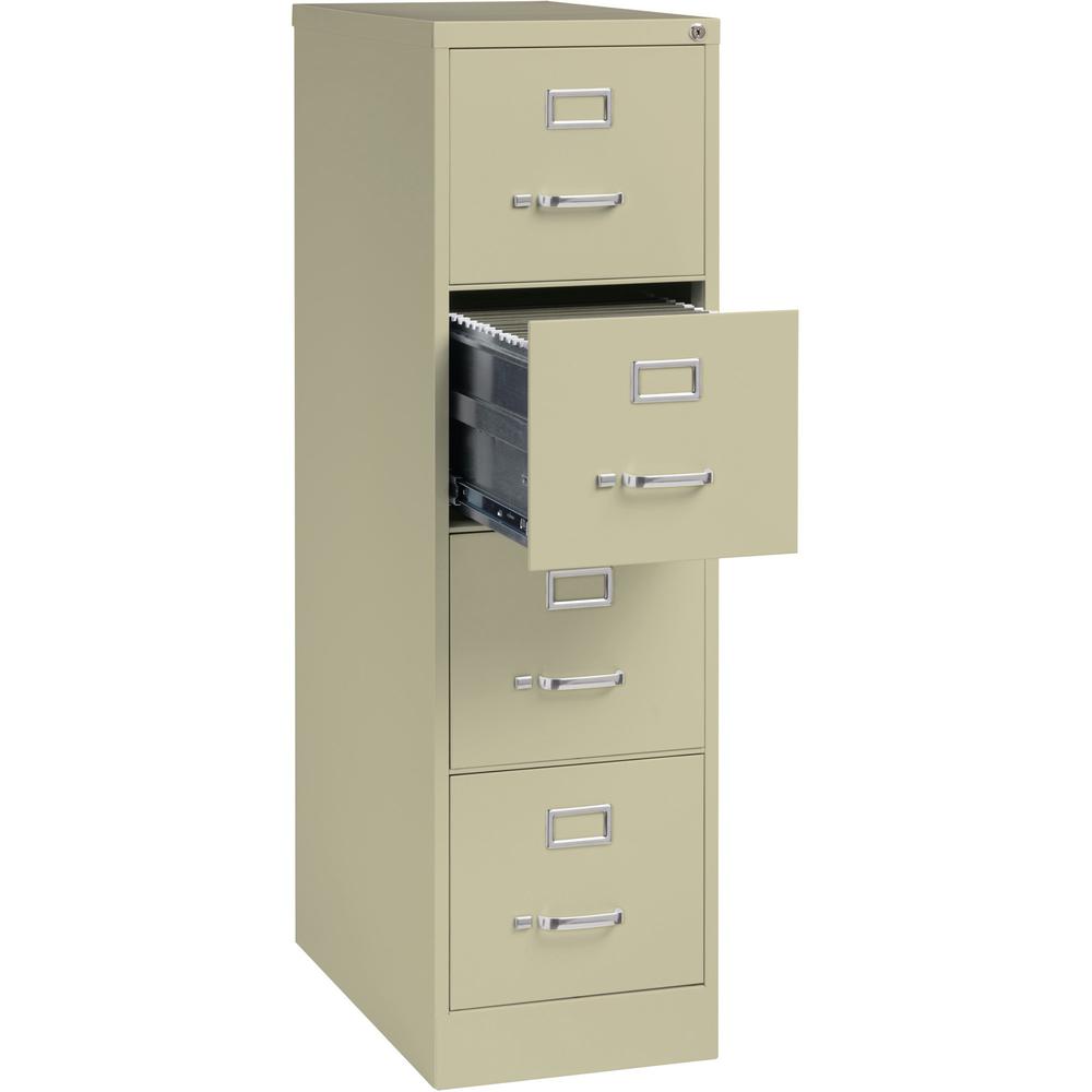 Lorell Fortress Series 26-1/2" Commercial-Grade Vertical File Cabinet - 15" Width x 26.5" Depth x 52" Height - 4 x Drawer(s) for File - Letter - Vertical - Security Lock, Ball-bearing Suspension, Heav. Picture 6