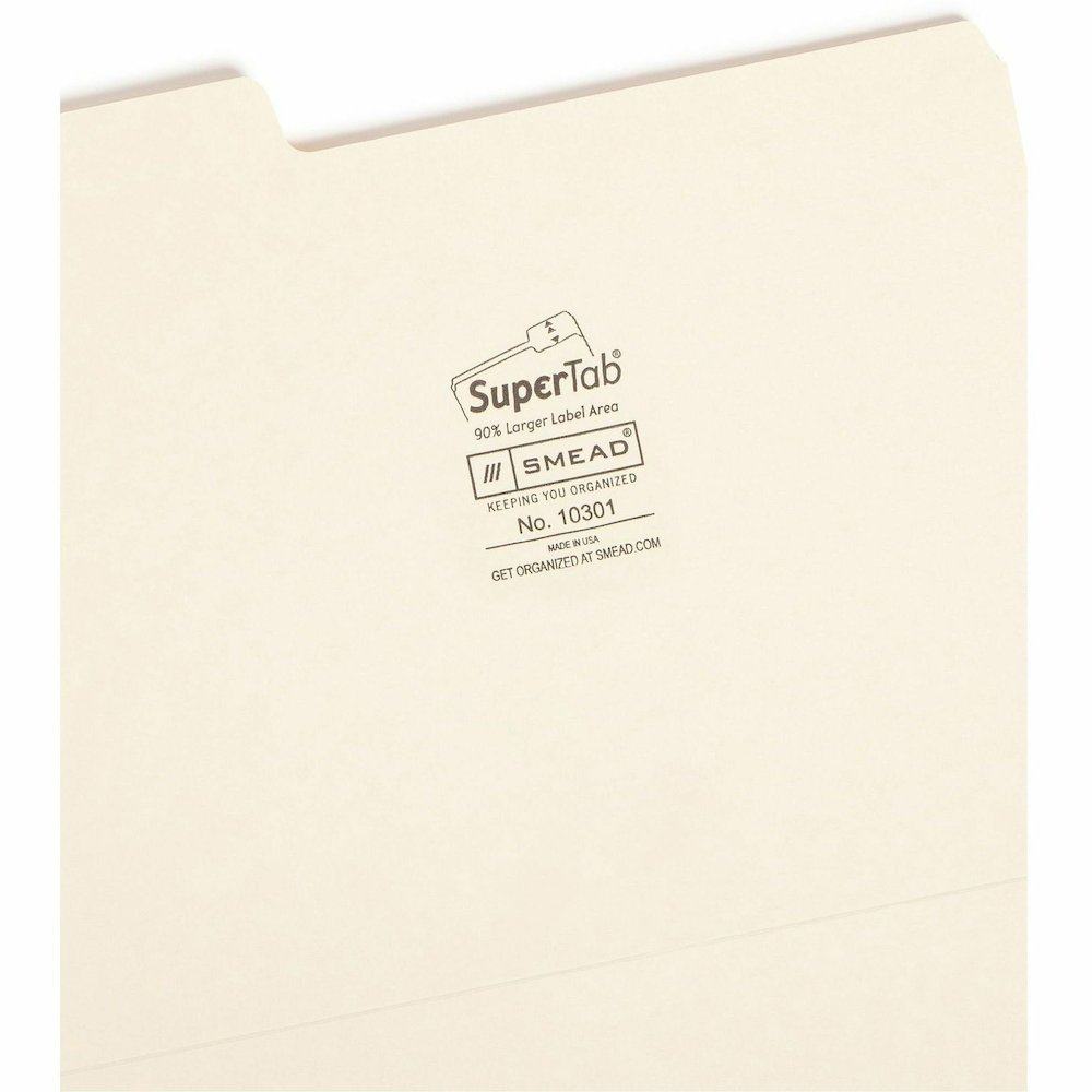 Smead SuperTab 1/3 Tab Cut Letter Recycled Top Tab File Folder - 8 1/2" x 11" - 3/4" Expansion - Top Tab Location - Assorted Tab Position - 11 pt. - 1 Plys - Manila - 10% Recycled - 100 / Box. Picture 10