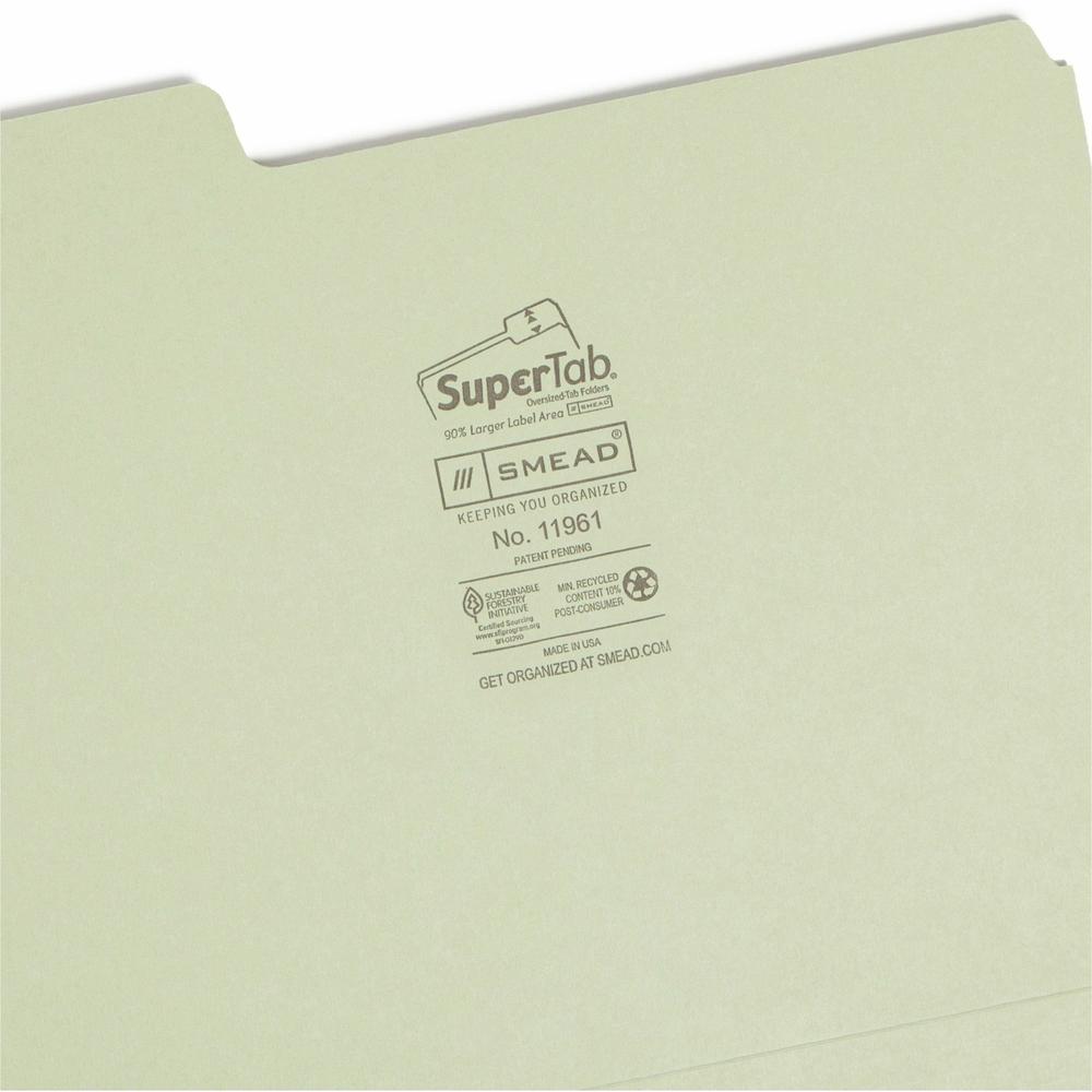 Smead SuperTab 1/3 Tab Cut Letter Recycled Top Tab File Folder - 8 1/2" x 11" - 3/4" Expansion - Top Tab Location - Assorted Position Tab Position - Assorted - 10% Recycled - 100 / Box. Picture 7