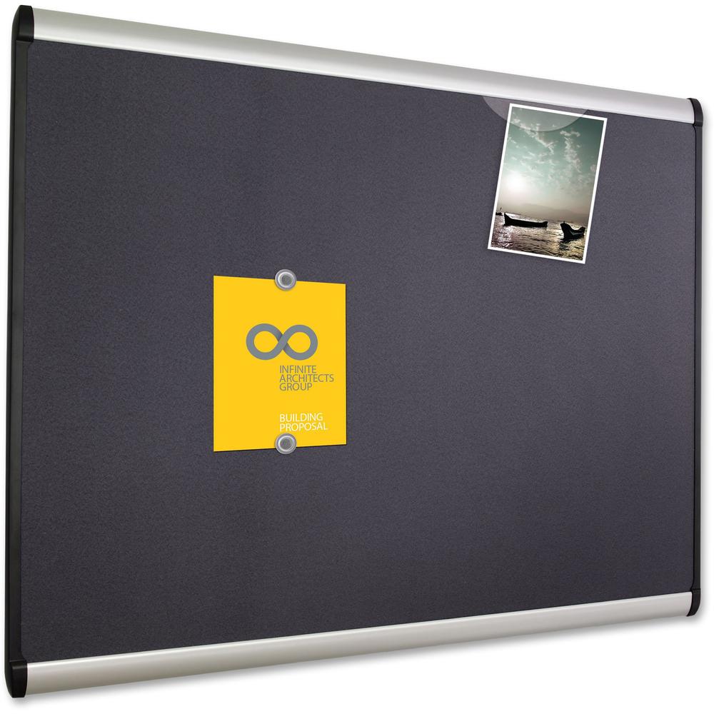 Quartet Prestige Plus Magnetic Bulletin Board - 24" Height x 36" Width - Gray Fabric Surface - Magnetic, Self-healing, Durable - Silver Aluminum Frame - 1 Each. Picture 7