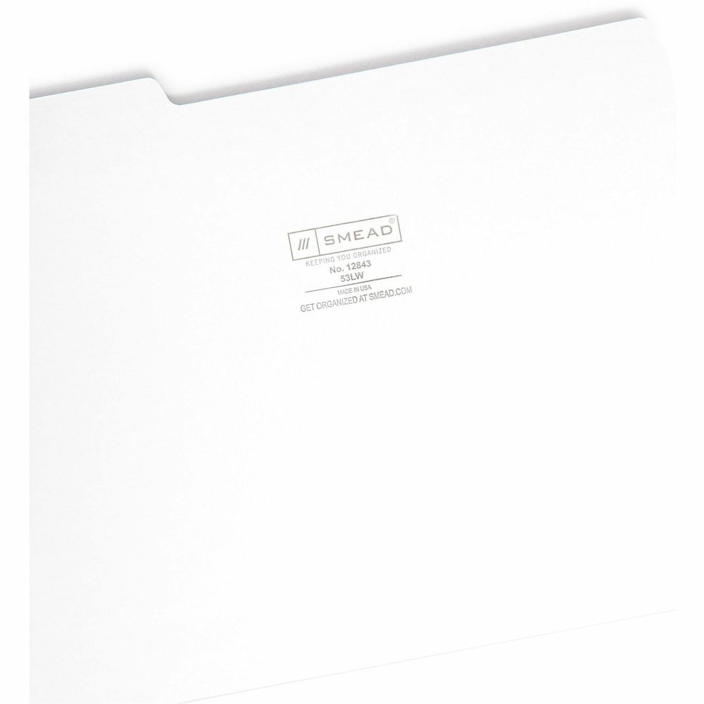 Smead Colored 1/3 Tab Cut Letter Recycled Top Tab File Folder - 8 1/2" x 11" - Top Tab Location - Assorted Tab Position - 11 pt. - 1 Plys - White - 10% Recycled - 100 / Box. Picture 9