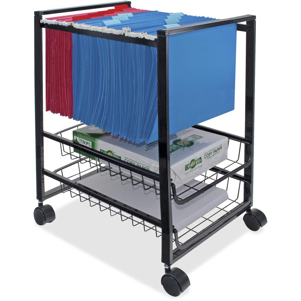 Advantus Mobile File Cart - 4 Casters - Steel - x 16" Width x 13" Depth x 19.5" Height - Black Steel Frame - Black - 1 Each. Picture 3