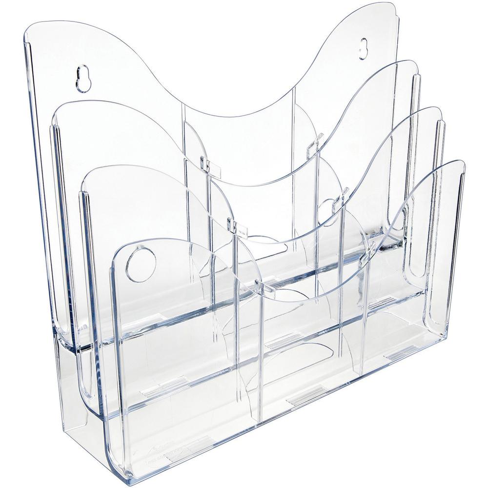 Deflecto Three Tier Document Organizer with Dividers - 9 Compartment(s) - 6 Divider(s) - 3 Tier(s) - 11.5" Height x 13.5" Width x 3.5" DepthDesktop - Clear - 1 Each. Picture 4