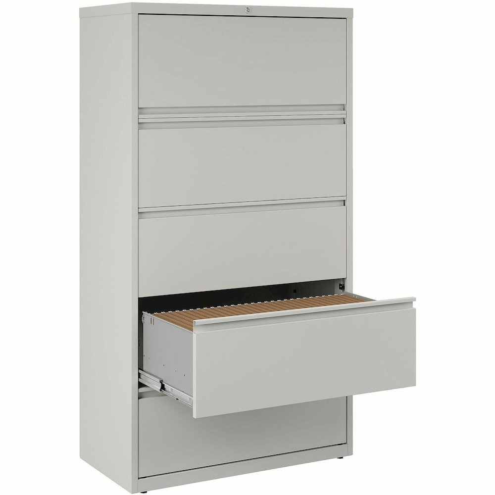 Lorell Fortress Series Lateral File - 36" Width x 18.6" Depth x 67.7" Height - 5 x Drawer(s) for File - Legal, Letter, A4 - Lateral - Rust Proof, Leveling Glide, Interlocking, Ball-bearing Suspension,. Picture 13