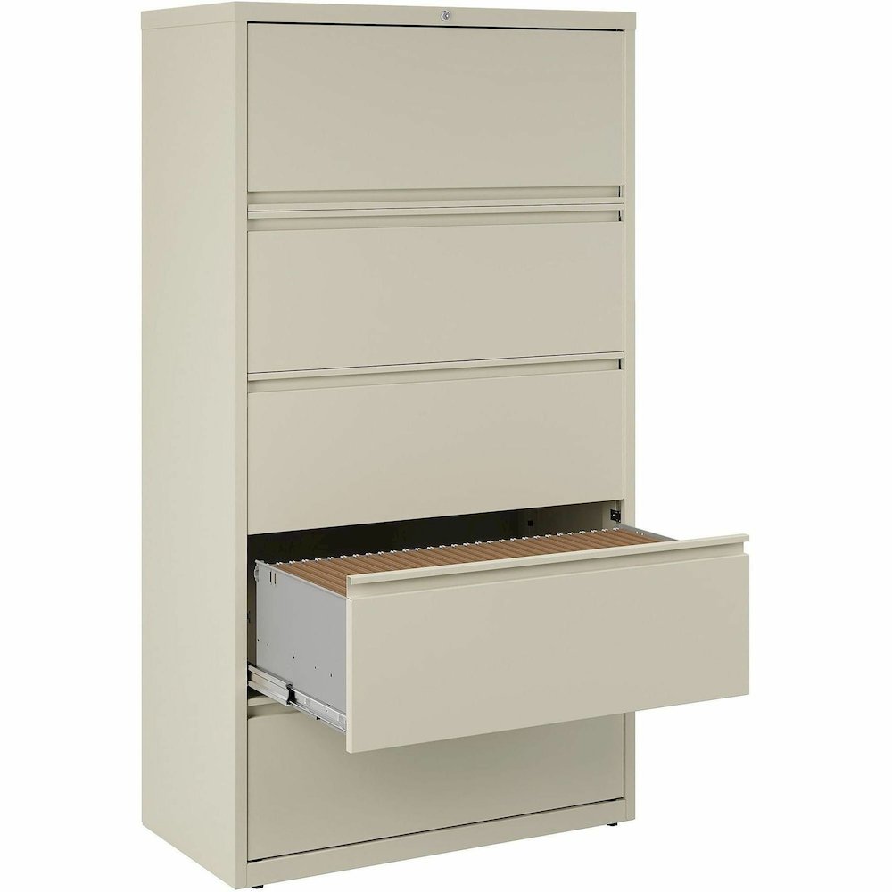 Lorell Fortress Series Lateral File - 36" Width x 18.6" Depth x 67.7" Height - 5 x Drawer(s) for File - Legal, Letter, A4 - Lateral - Rust Proof, Leveling Glide, Interlocking, Ball-bearing Suspension,. Picture 13