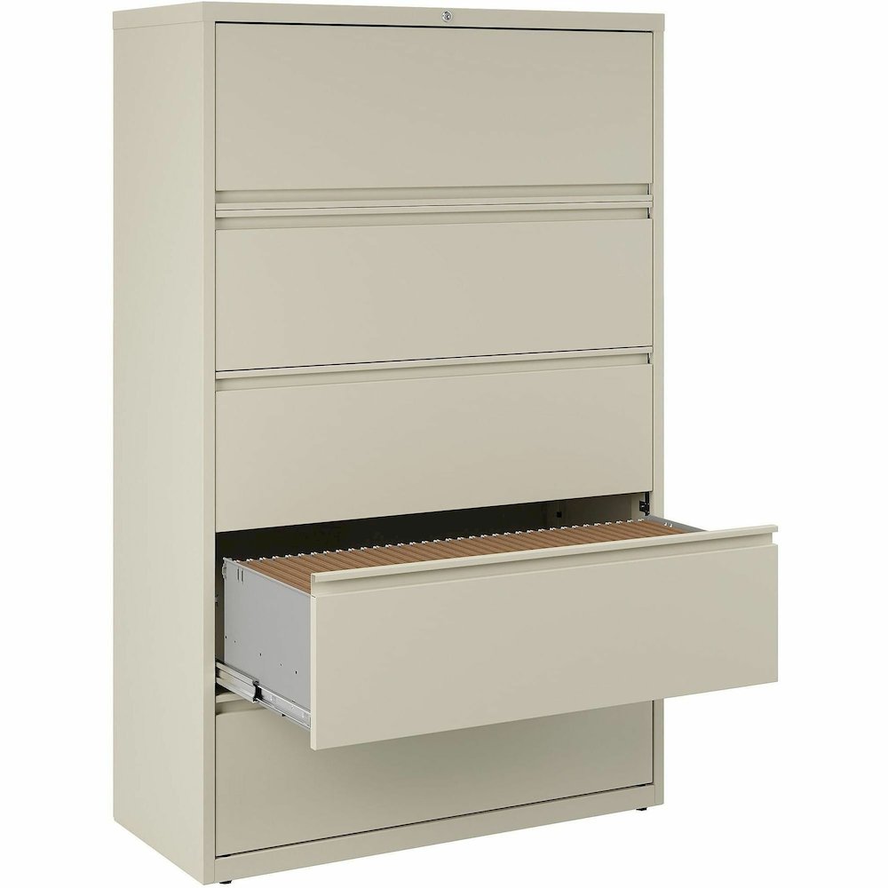 Lorell Fortress Series Interlocking System Lateral File - 42" Width x 18.6" Depth x 67.7" Height - 5 x Drawer(s) for File - Legal, Letter, A4 - Lateral - Rust Proof, Leveling Glide, Interlocking, Ball. Picture 13