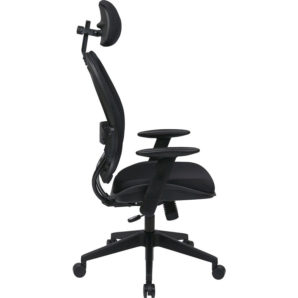 Office Star Professional Air Grid Chair with Adjustable Headrest - Mesh Seat Material - 5-star Base - Black - 1 Each. Picture 11