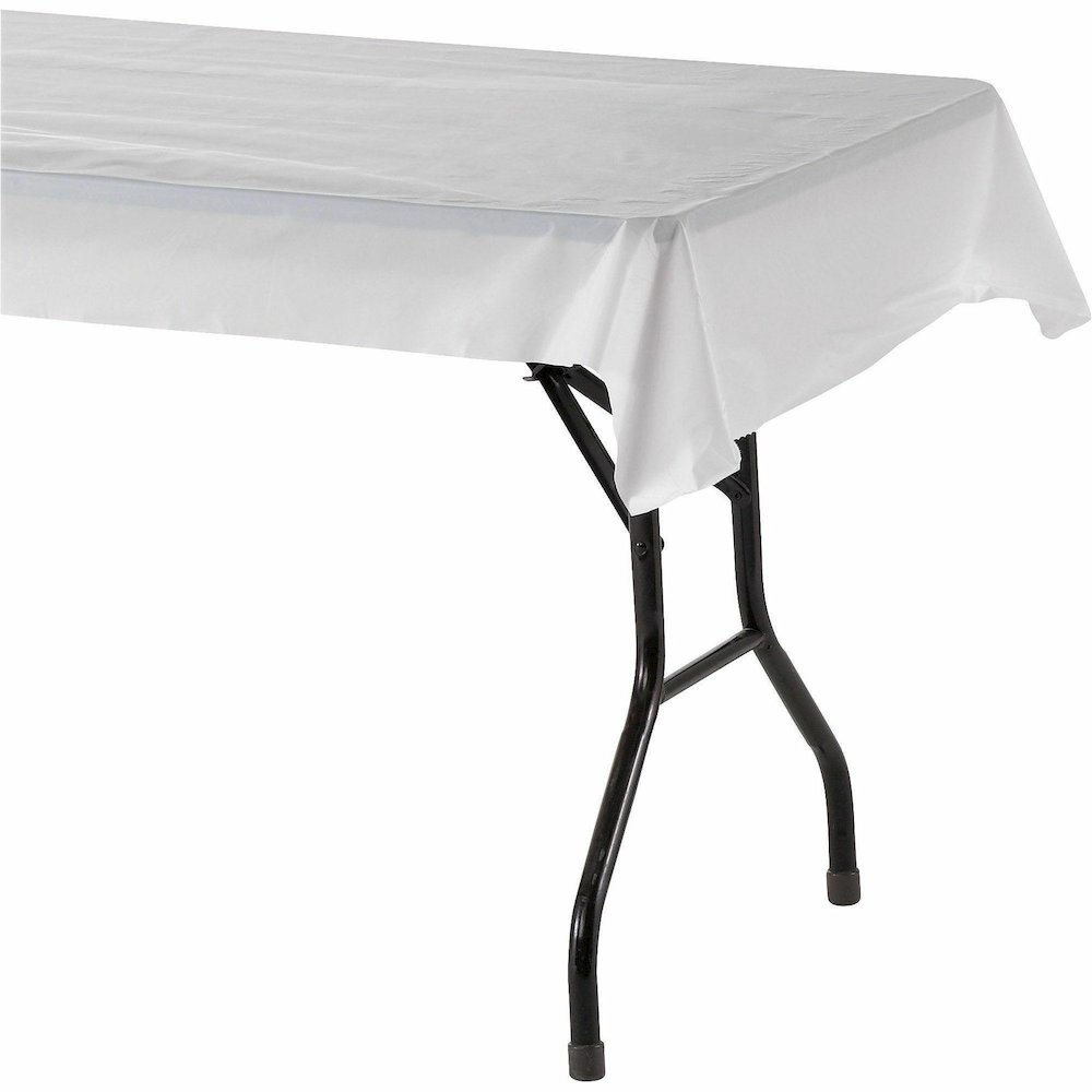 Genuine Joe Banquet-Size Plastic Tablecover - 300 ft Length x 40" Width - Plastic - White - 1 Roll. Picture 10