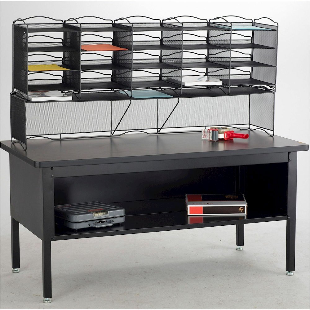 Safco 12-Compartment Mesh Desktop Organizer - 12 Compartment(s) - Compartment Size : 1.75" x 9.50" x 12.25" - 11.25" Height x 30" Width x 12.62" Depth - Desktop - Stackable - Powder Coated - Black - S. Picture 7