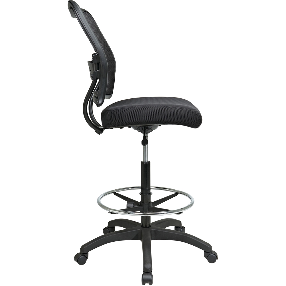 Office Star Air Grid Mesh Back Drafting Chair - Mesh Seat - Mesh Back - 5-star Base - Black - 20" Seat Width x 19.75" Seat Depth - 21.3" Width x 25.5" Depth x 51" Height. Picture 6