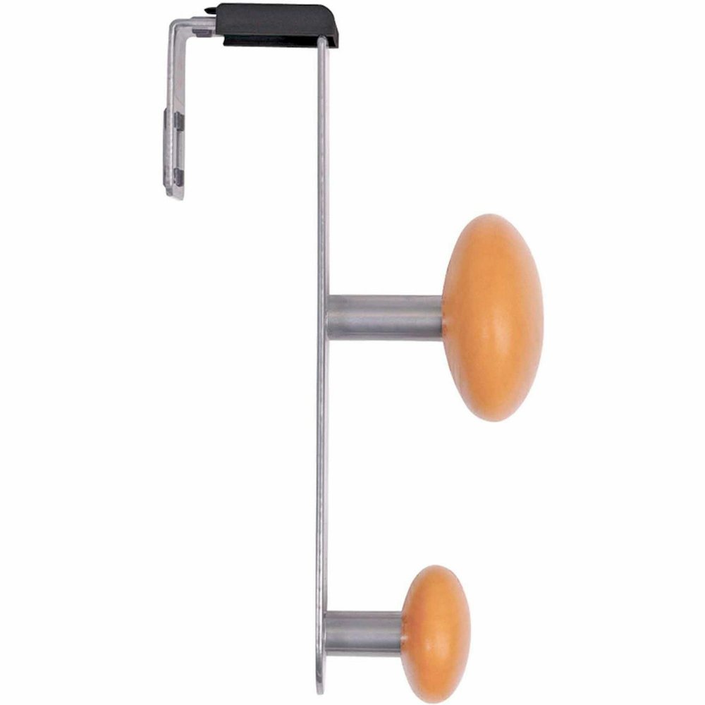 Alba Double Peg Garment Holder - 2 Pegs - 7.8" Height x 2.4" Width - for Garment - Silver, Brown - 1 Each. Picture 8