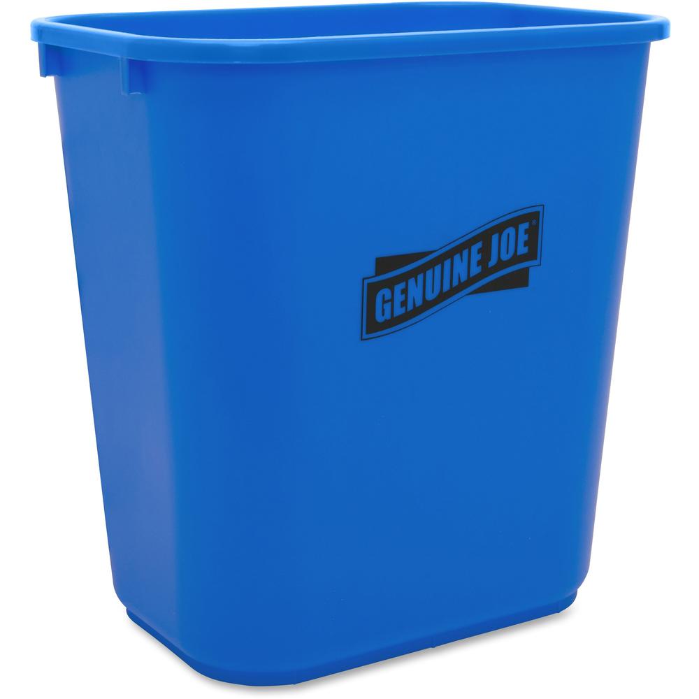 Genuine Joe 28-1/2 Quart Recycle Wastebasket - 7.13 gal Capacity - Rectangular - 15" Height x 14.5" Width x 10.5" Depth - Blue, White - 1 Each. Picture 2