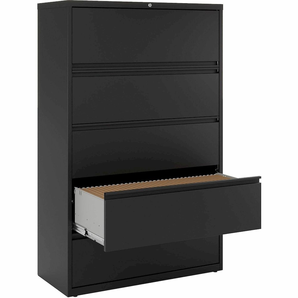 Lorell Fortress Series Lateral File - 42" Width x 18.6" Depth x 67.7" Height - 5 x Drawer(s) for File - Letter, Legal, A4 - Lateral - Interlocking, Label Holder, Leveling Glide, Ball-bearing Suspensio. Picture 12