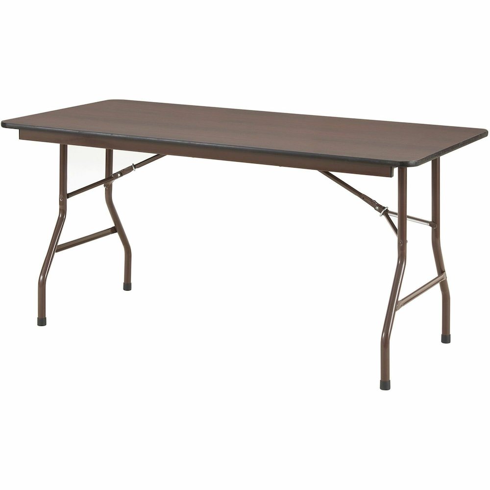 Lorell Economy Folding Table - Melamine Rectangle Top - 500 lb Capacity - 60" Table Top Length x 30" Table Top Width x 0.63" Table Top Thickness - 29" Height - Mahogany - 1 Each. Picture 10