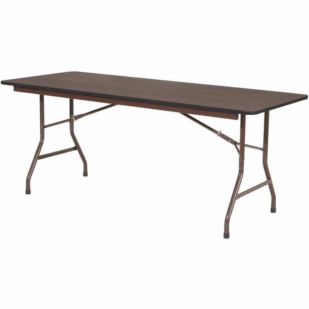 Lorell Economy Folding Table - Melamine Rectangle Top - 500 lb Capacity - 72" Table Top Length x 30" Table Top Width x 0.63" Table Top Thickness - 29" Height - Mahogany - 1 Each. Picture 10