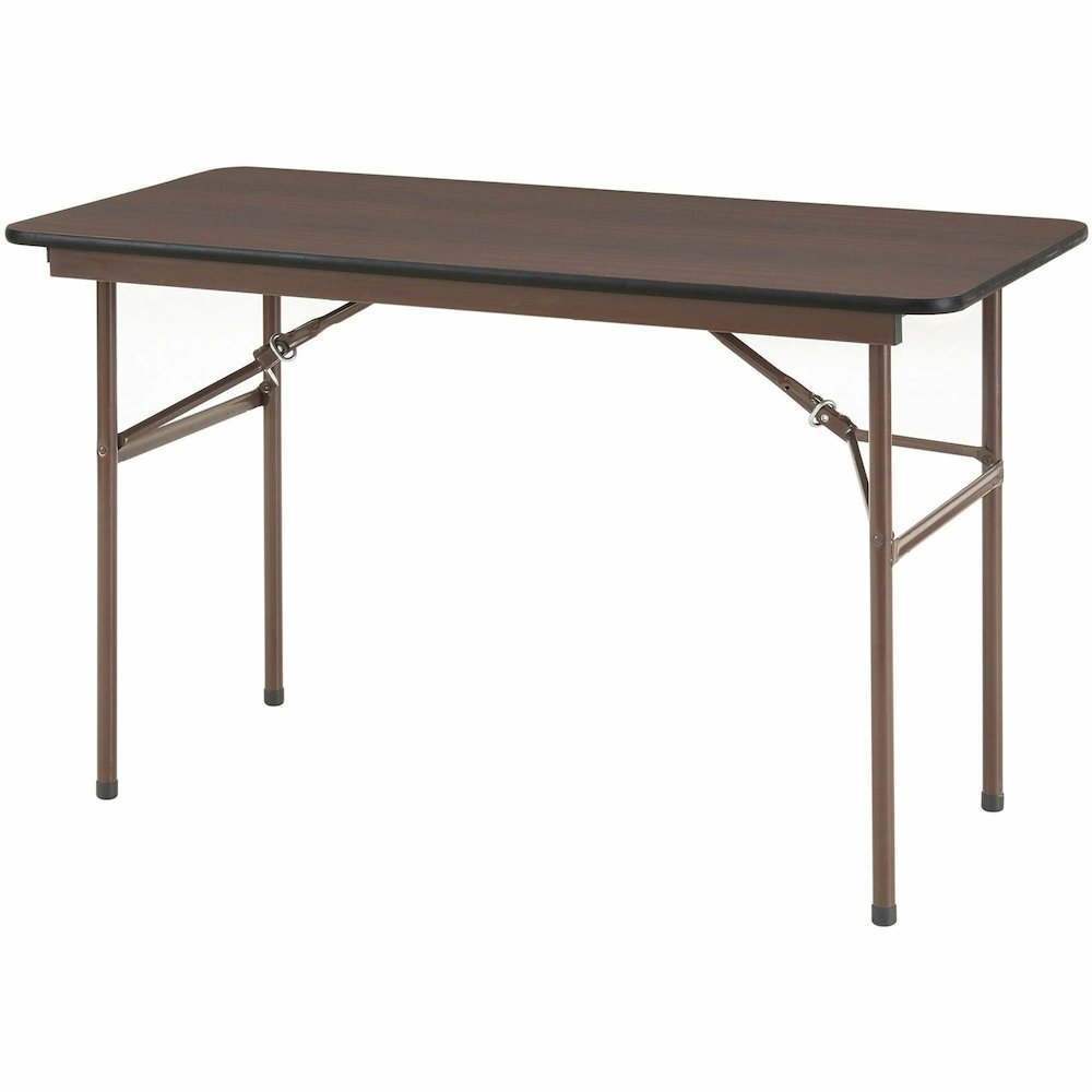 Lorell Economy Folding Table - Melamine Rectangle Top - 500 lb Capacity - 48" Table Top Length x 24" Table Top Width x 0.63" Table Top Thickness - 29" Height - Mahogany - 1 Each. Picture 10