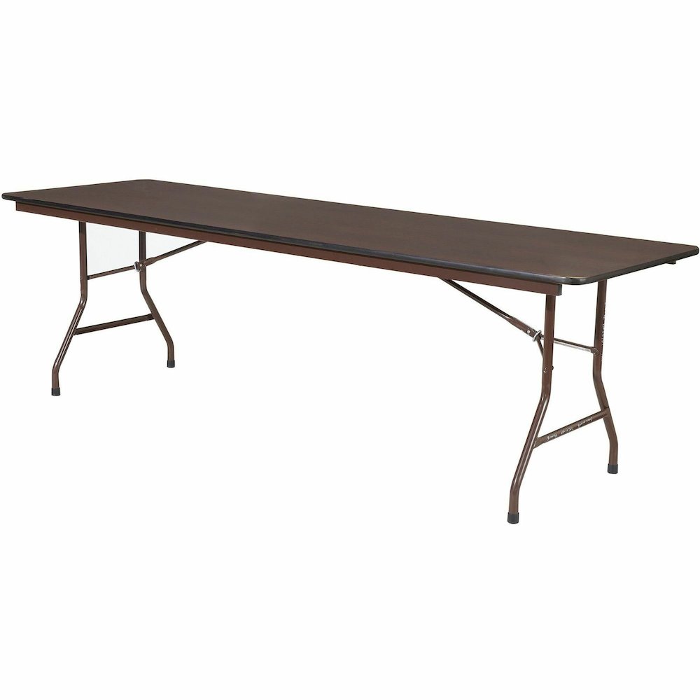 Lorell Economy Folding Table - Melamine Rectangle Top - 500 lb Capacity - 96" Table Top Length x 30" Table Top Width x 0.63" Table Top Thickness - 29" Height - Mahogany - 1 Each. Picture 10