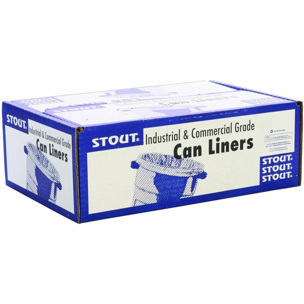 Stout Recycled Content Trash Bags - 60 gal/75 lb Capacity - 36" Width x 58" Length - 1.50 mil (38 Micron) Thickness - Brown - 100/Carton - Office, Industry, Home - Recycled. Picture 7