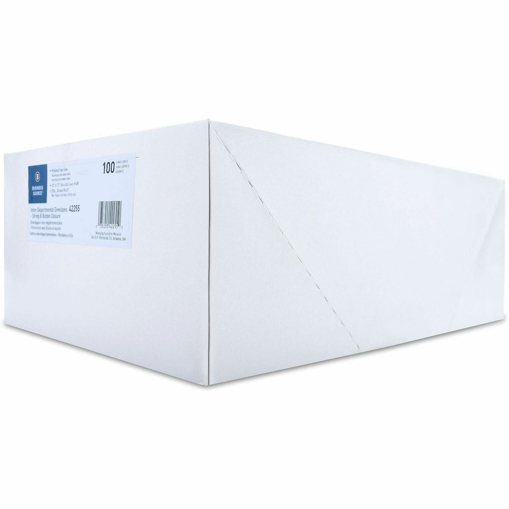 Business Source 2-sided Inter-Department Envelopes - Inter-department - 10" Width x 13" Length - 28 lb - String/Button - Kraft - Kraft - 100 / Box. Picture 10