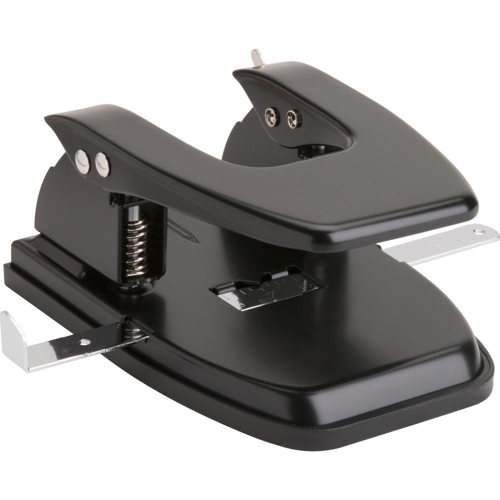 Business Source Heavy-duty 2-Hole Punch - 2 Punch Head(s) - 30 Sheet of 20lb Paper - 9/32" Punch Size - Round Shape - Steel, Rubber - Black. Picture 2