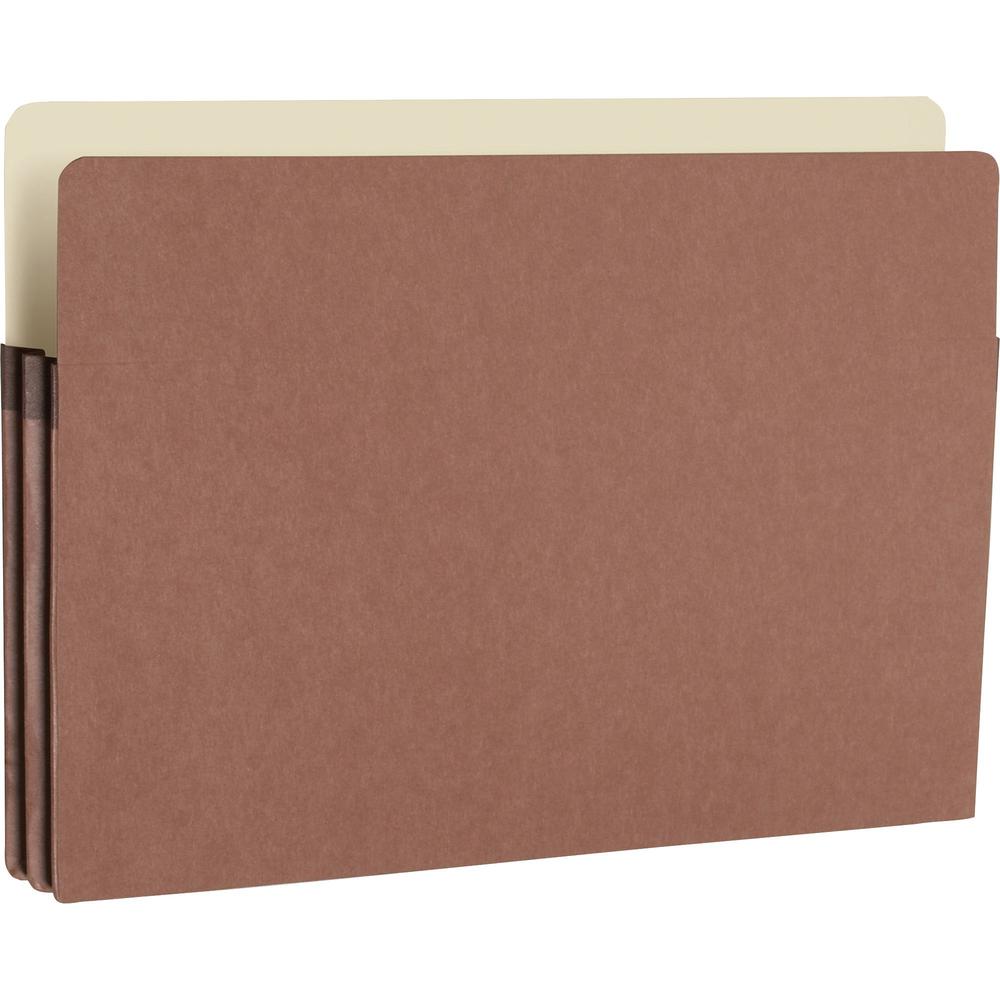 Business Source Straight Tab Cut Legal Recycled File Pocket - 8 1/2" x 14" - 1 3/4" Expansion - Redrope - Redrope - Tear Proof, Tyvek Gusset, Reinforced Gusset - 30% Recycled - 25 / Box. Picture 7