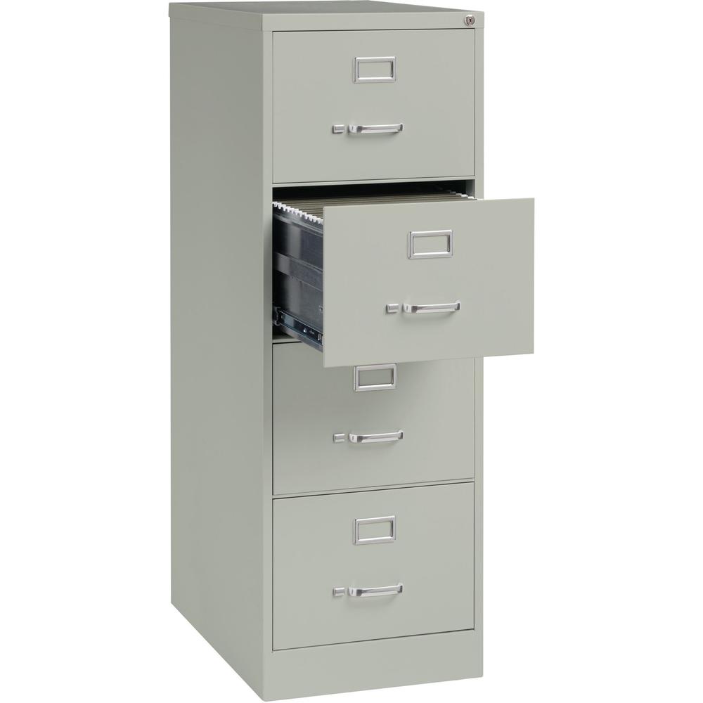 Lorell Fortress Series 26-1/2" Commercial-Grade Vertical File Cabinet - 18" Width x 26.5" Depth x 52" Height - 4 x Drawer(s) for File - Legal - Vertical - Lockable, Ball-bearing Suspension, Heavy Duty. Picture 6